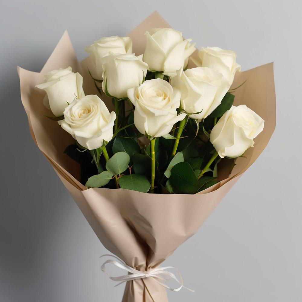 Букет 9 Белых роз Эдлесс Лав в Кадникове