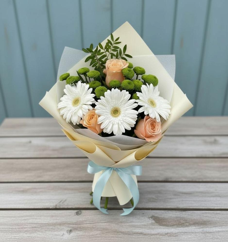 Букет цветов из: Герберы, Розы и Хризантемы в Кадникове