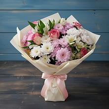 Букет цветов из:  Хризантемы, Альстромерии и Розы #REPLACE_PRED# Кадникове